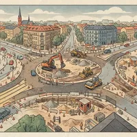 Nowe rondo i układ drogowy na Rybitwach