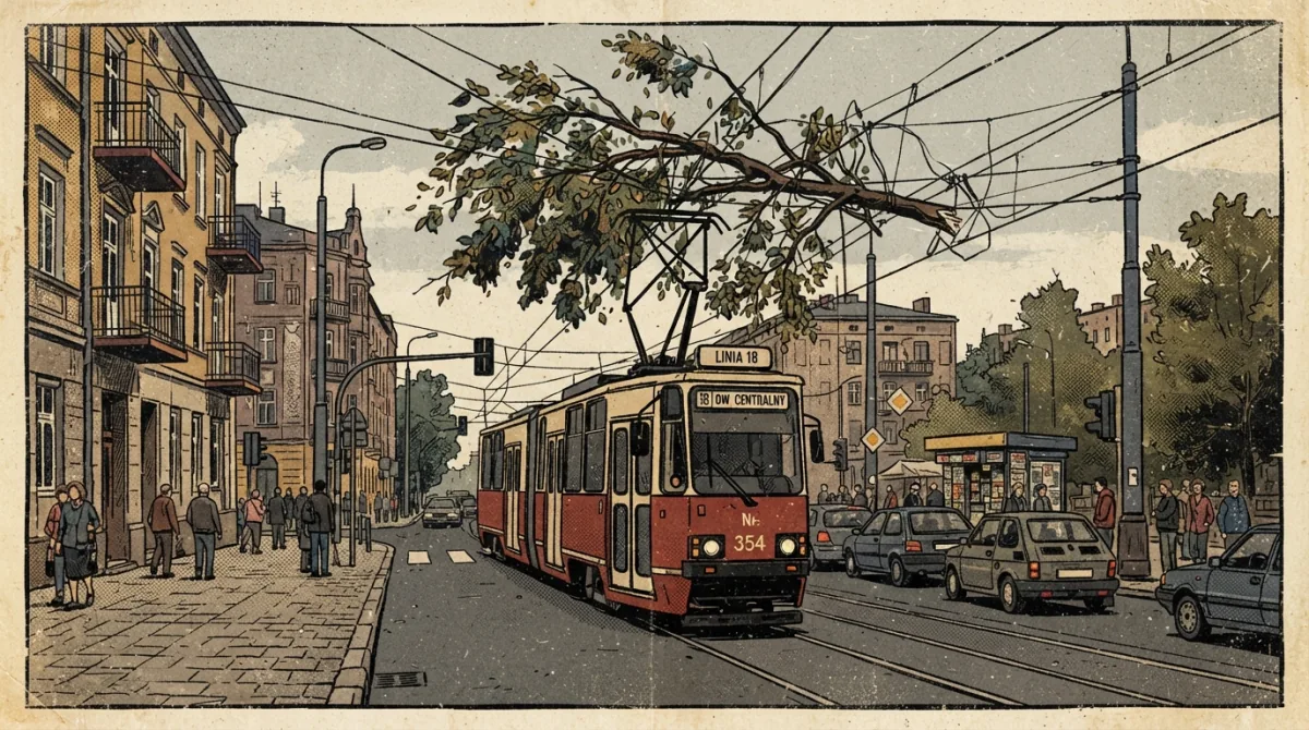 Drzewo spadło na sieć trakcyjną