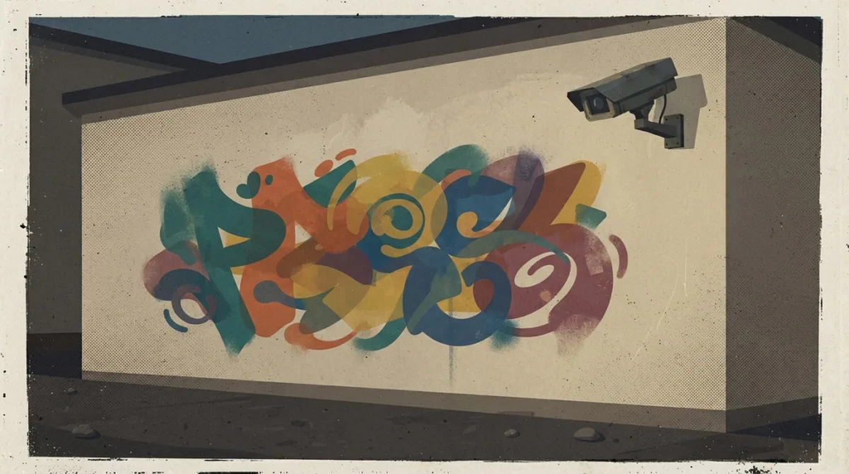 Graffiti na odnowionej szkole w Krowodrzy