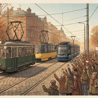 Parada tramwajów na 125-lecie krakowskiego tramwaju