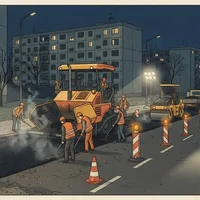 Nocny remont ulicy Piasta Kołodzieja